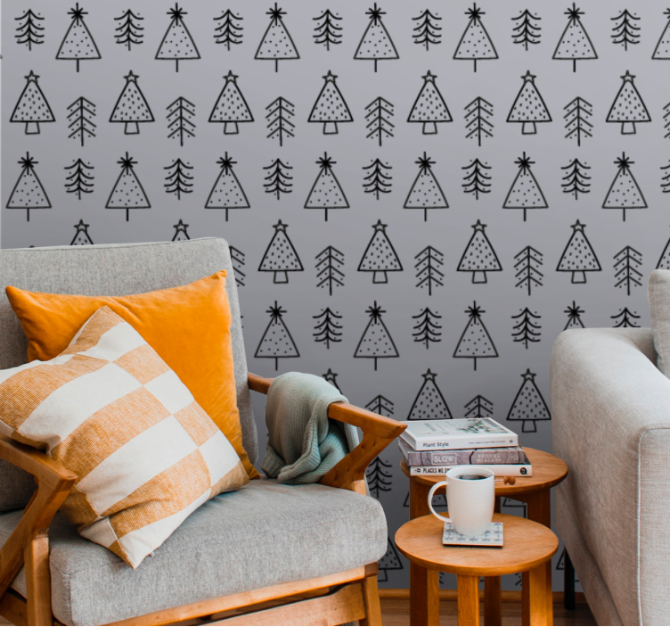 Papier peint noel décor à motifs de pin - TenStickers