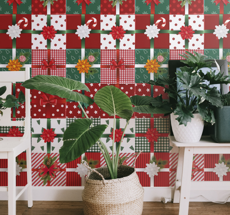 Papier peint noel modèles de cadeaux de fête - TenStickers