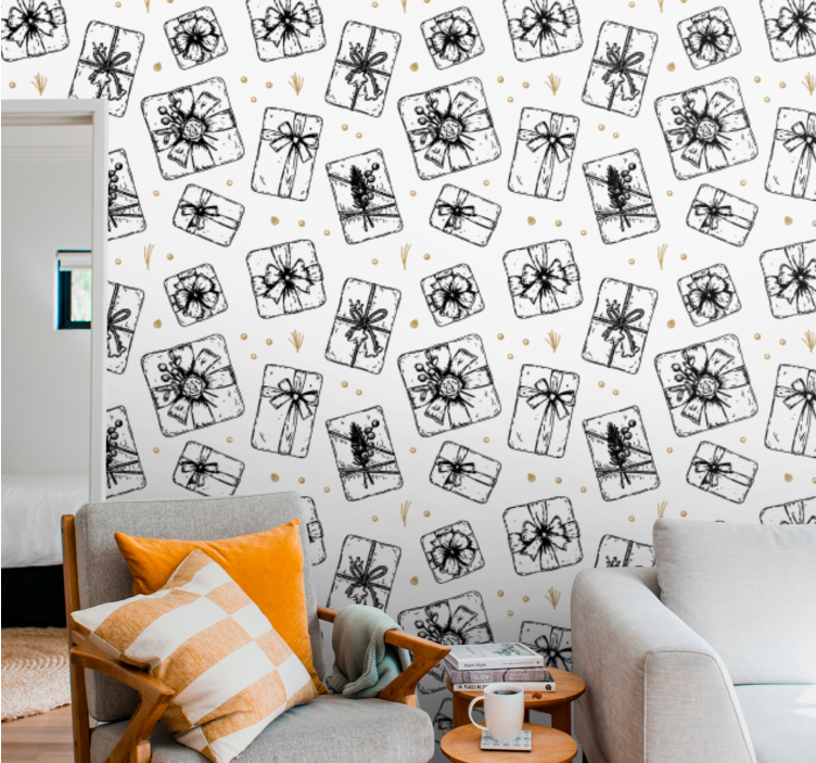 Papier peint noel modèles de noeuds cadeaux - TenStickers