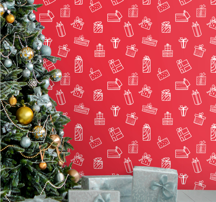 Papier peint noel motif de cadeau - TenStickers