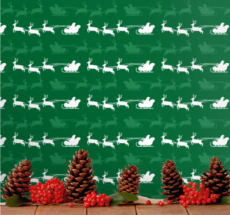 Papier peint noel motif de traîneau de vacances - TenStickers
