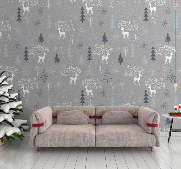 Papier peint noel motif festif de renne - TenStickers