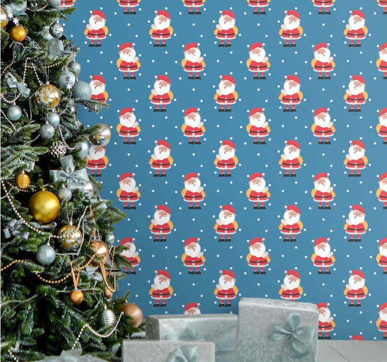 Papier peint noel motifs de joyeux père noël - TenStickers