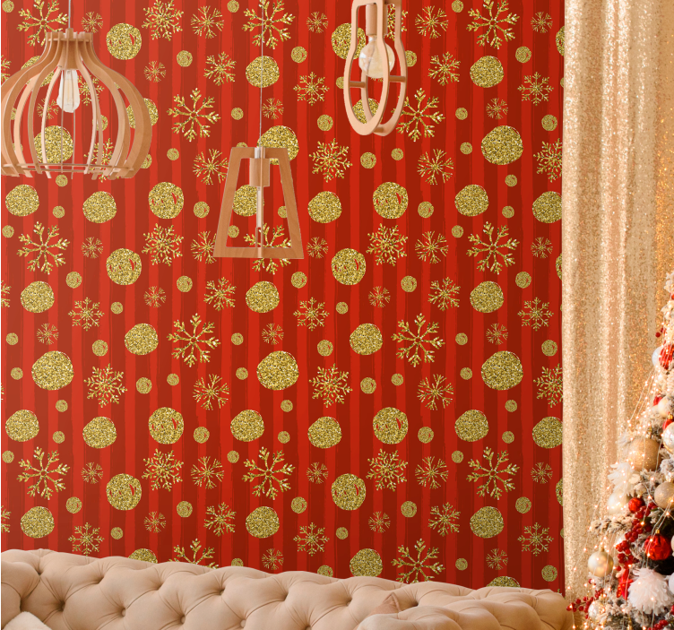 Papier peint noel ornements festifs à paillettes - TenStickers