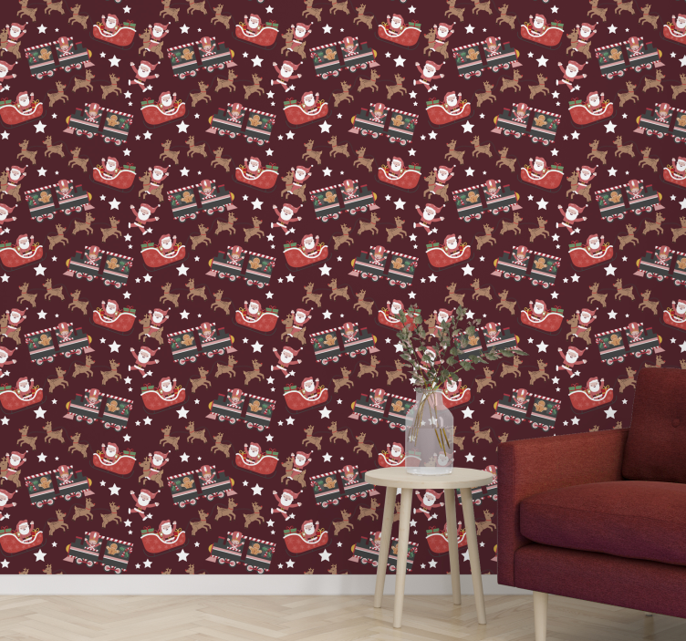 Papier peint noel traîneau festif du père noël - TenStickers