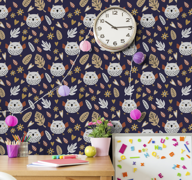 Papier peint oiseaux motif de hibou nature - TenStickers