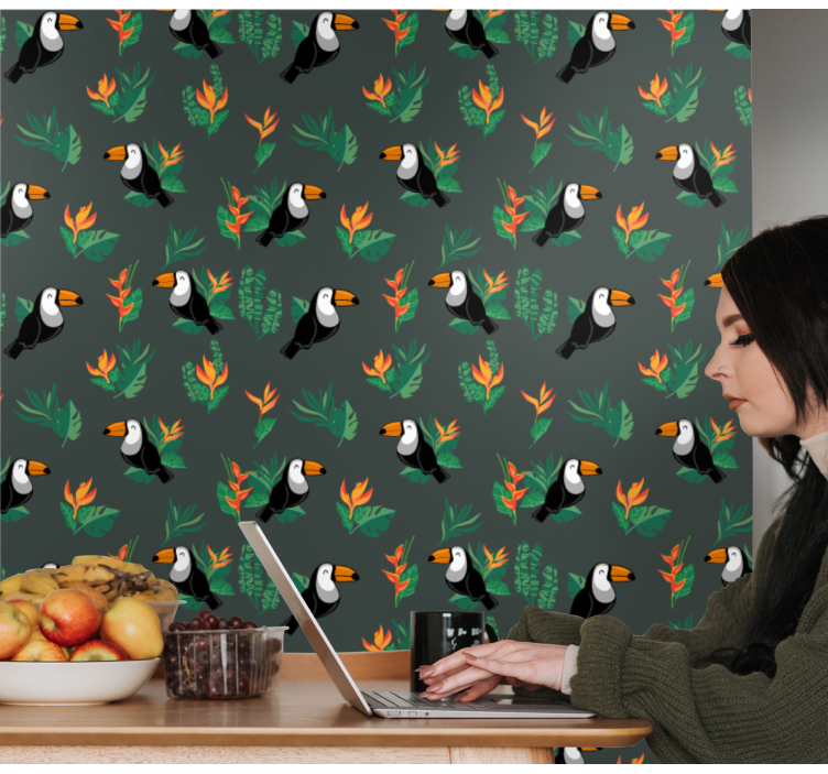 Papier peint oiseaux motif toucan - TenStickers