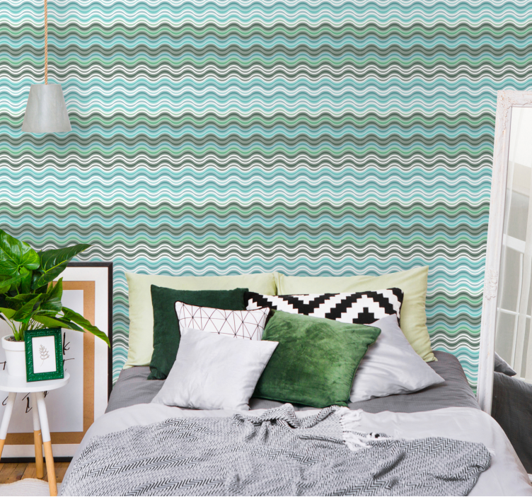 Papier peint ondulations scandinave vagues - TenStickers
