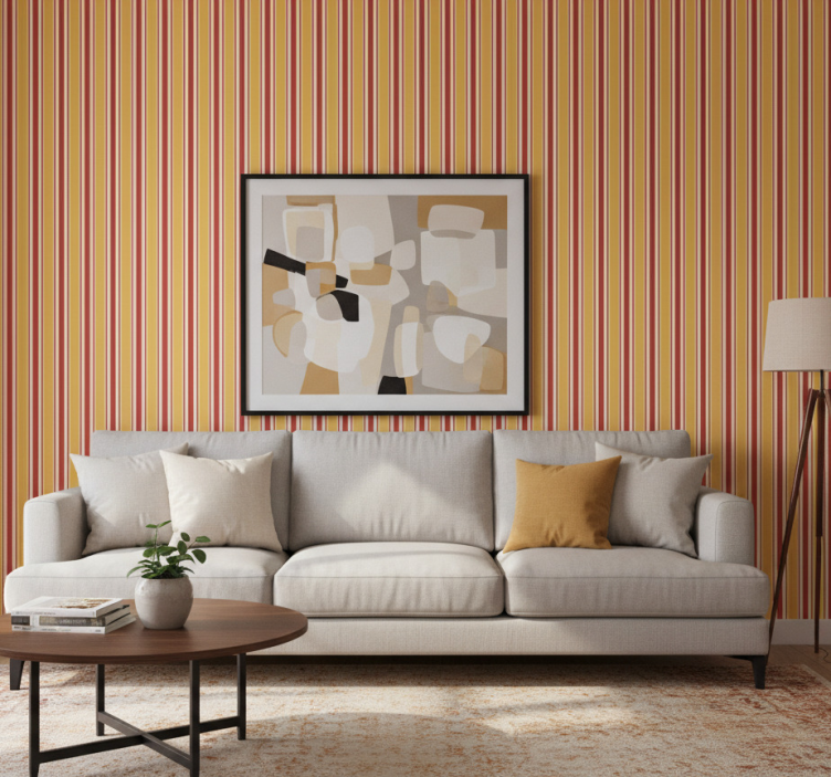 Papier peint ornemental design rayé horizontal tons chauds - TenStickers