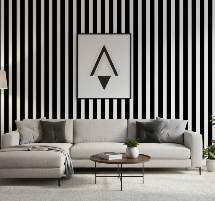 Papier peint salon lignes verticales monochromes - TenStickers