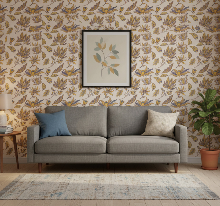 Papier peint floral ensemble de fleurs paisley - TenStickers