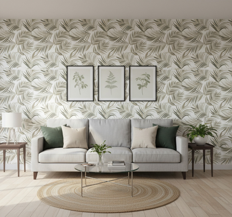 Papier peint ornemental motifs de feuilles raffinés - TenStickers