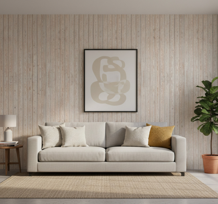 Papier peint ornemental planches horizontales marron clair - TenStickers