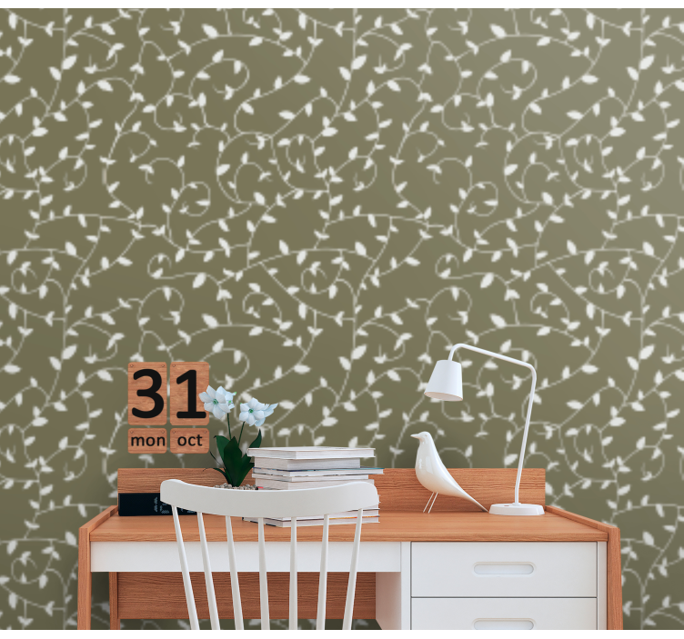 Papier peint ornemental tourbillons botaniques - TenStickers