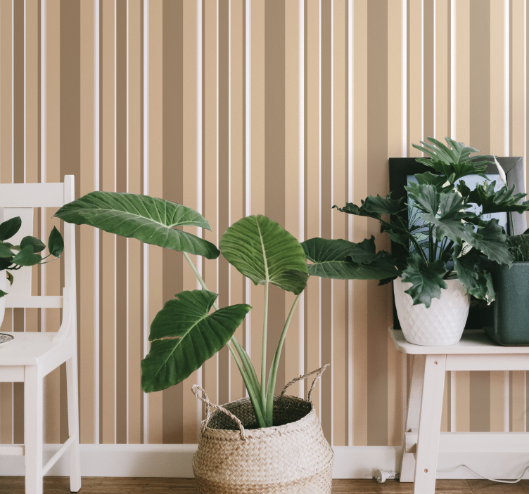 Papier peint rayures beige palette couleurs tropicales - TenStickers