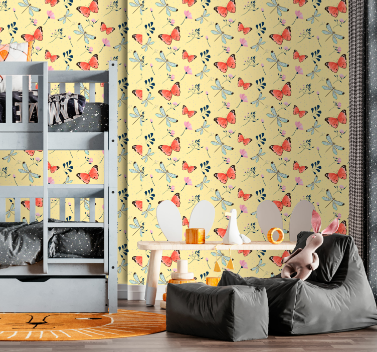 Papier peint papillon motif de fleurs de papillons - TenStickers