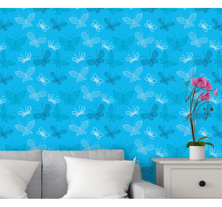 Papier peint papillon motif de vol bleu - TenStickers