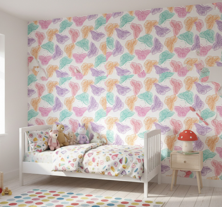 Papier peint papillon silhouette colorée - TenStickers