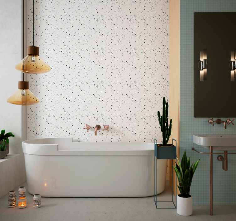 Papier peint salle de bain  terrazo blanc - TenStickers