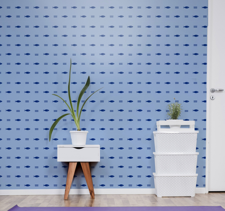 Papier peint poissons motif bleu sous-marin - TenStickers