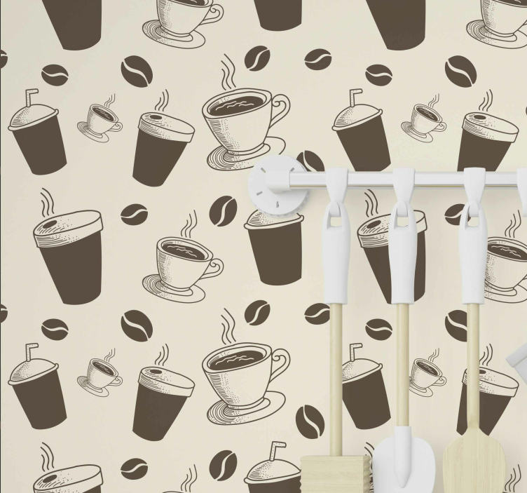 Papier peint cuisine tasses de café - TenStickers