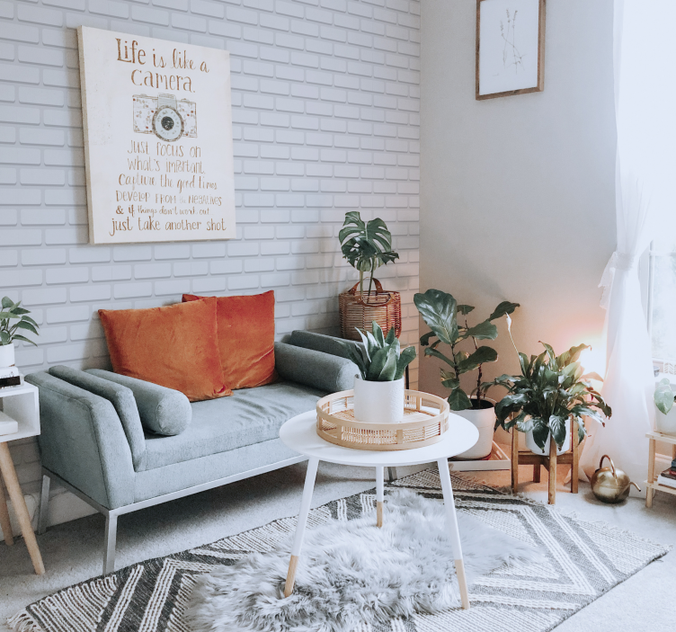 Papier peint salon briques blanches réalistes - TenStickers