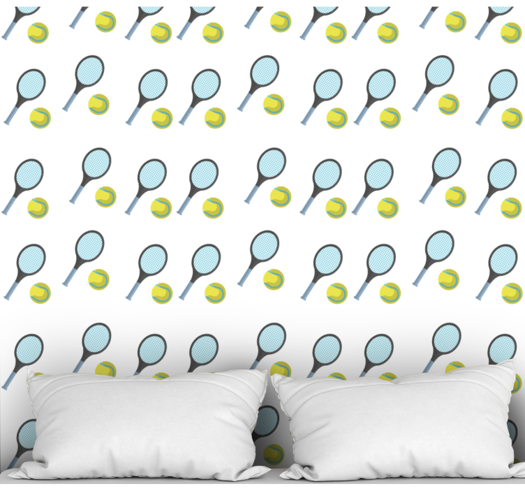 Papier peint rayé raquettes et balles de tennis - TenStickers