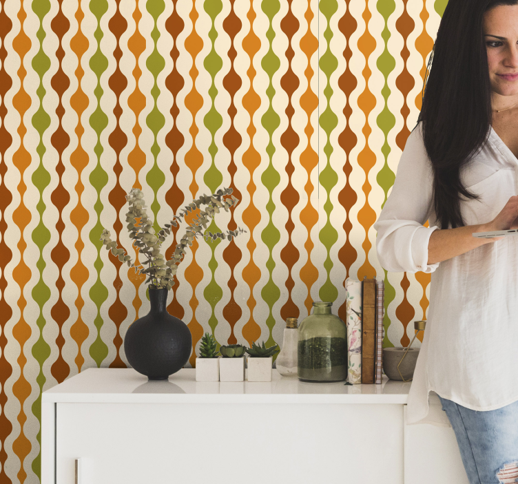 Papier peint rayures conception de motif incurvé - TenStickers