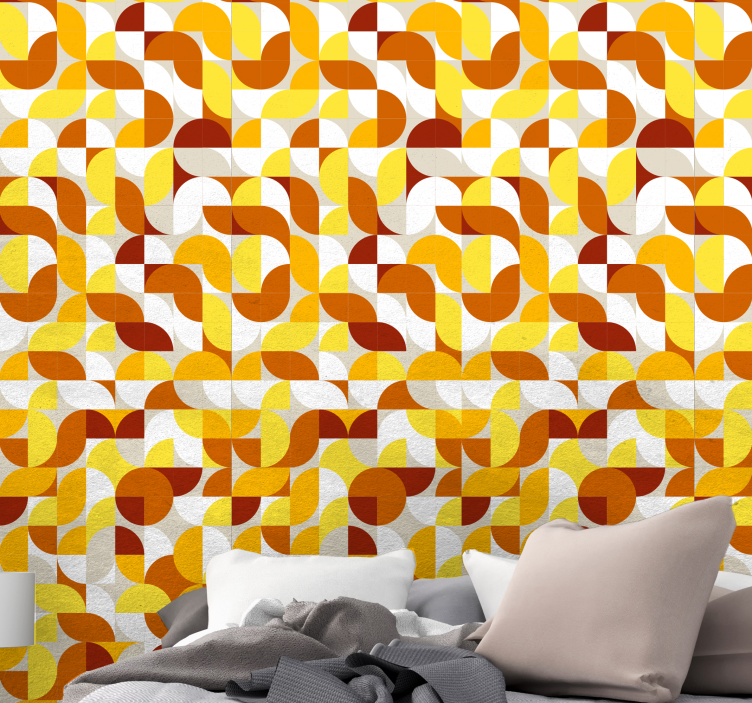 Papier peint vintage style orange et jaune - TenStickers