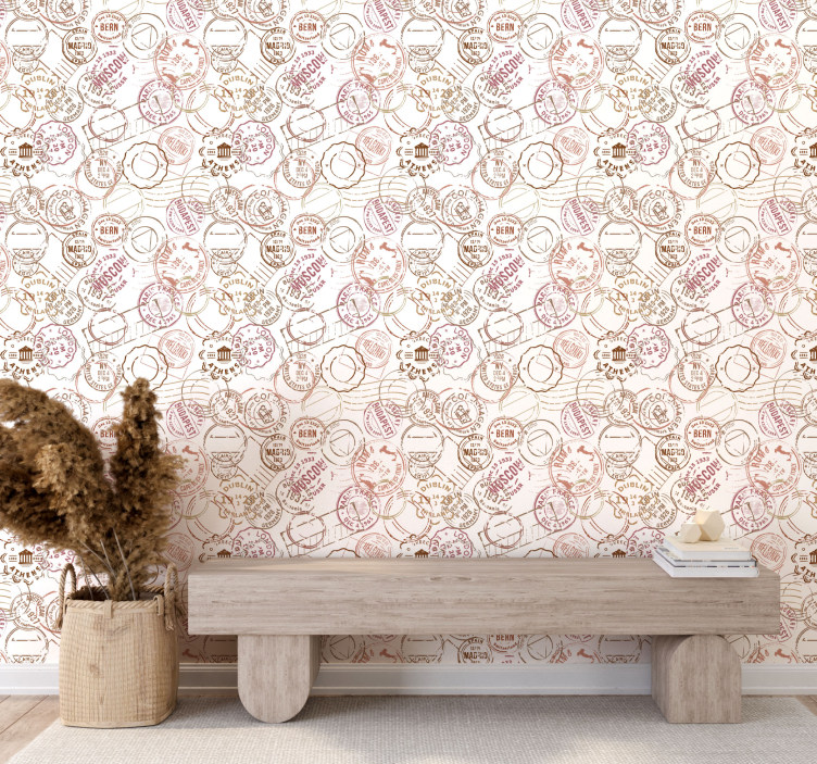 Papier peint vintage Timbres rétro - TenStickers