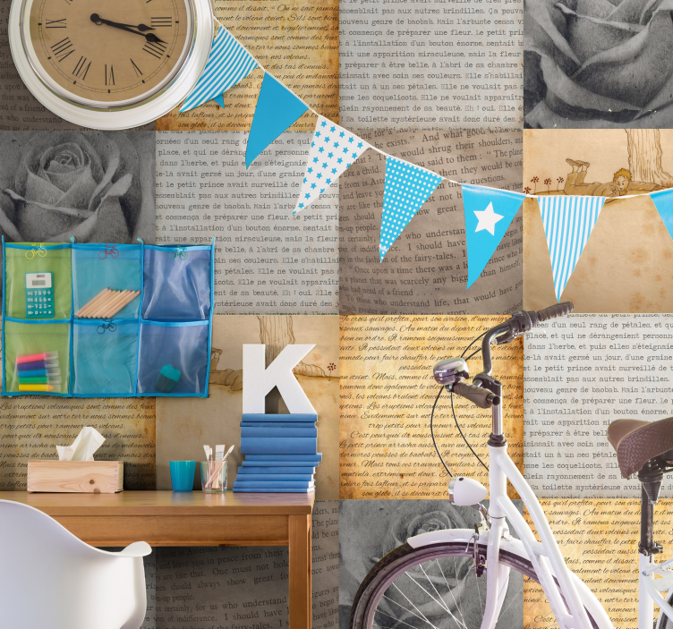 Papier peint texte collage du petit prince - TenStickers