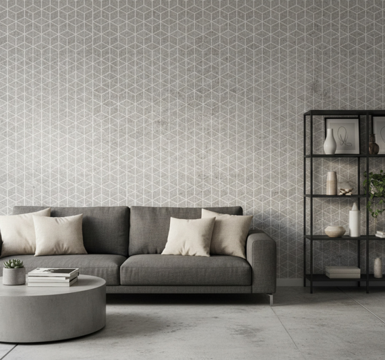 Papier peint rustique décor industriel en ciment géométrique - TenStickers