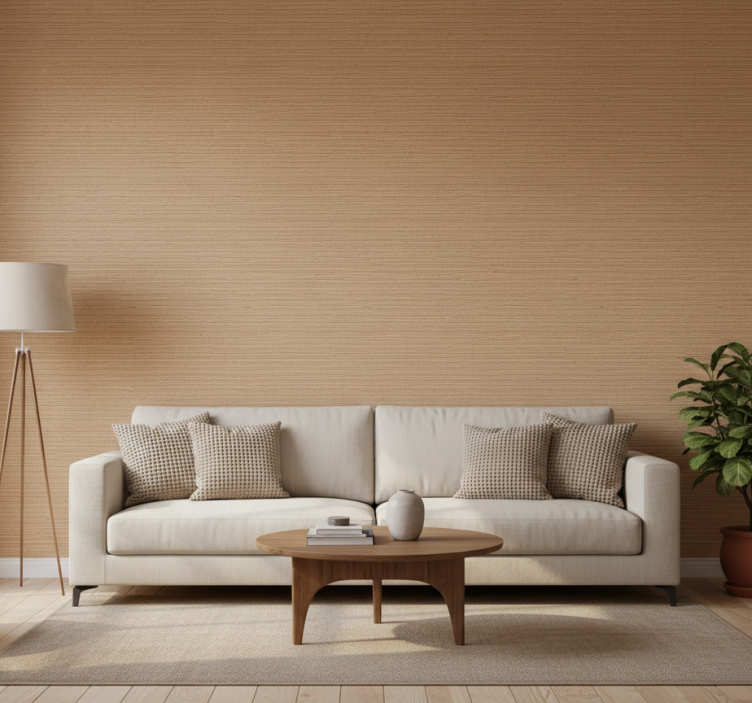 Papier peint rustique lattes rayées marron clair - TenStickers