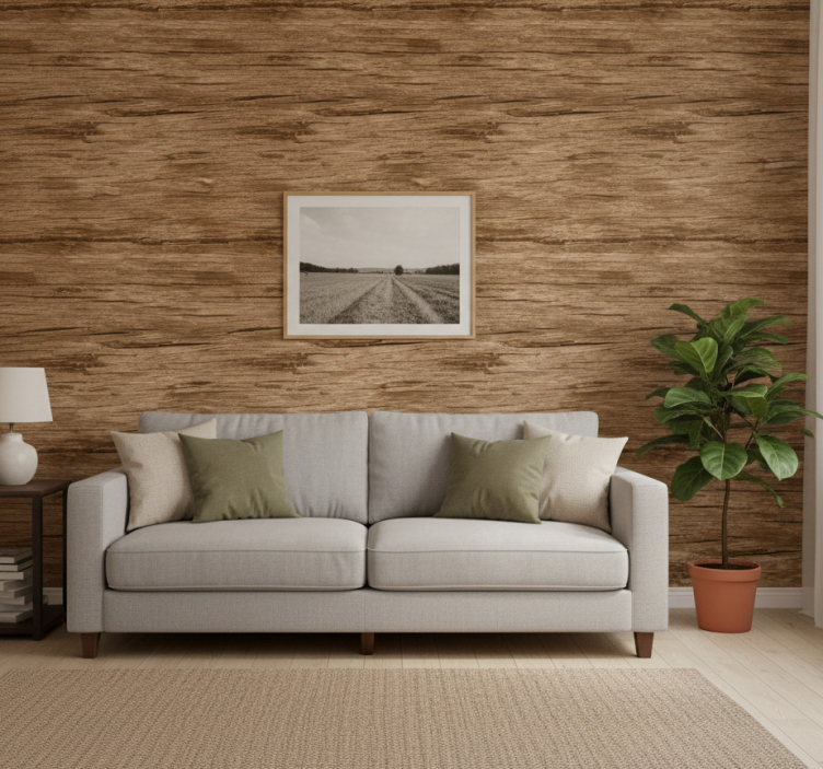 Papier peint rustique marron clair rayé - TenStickers