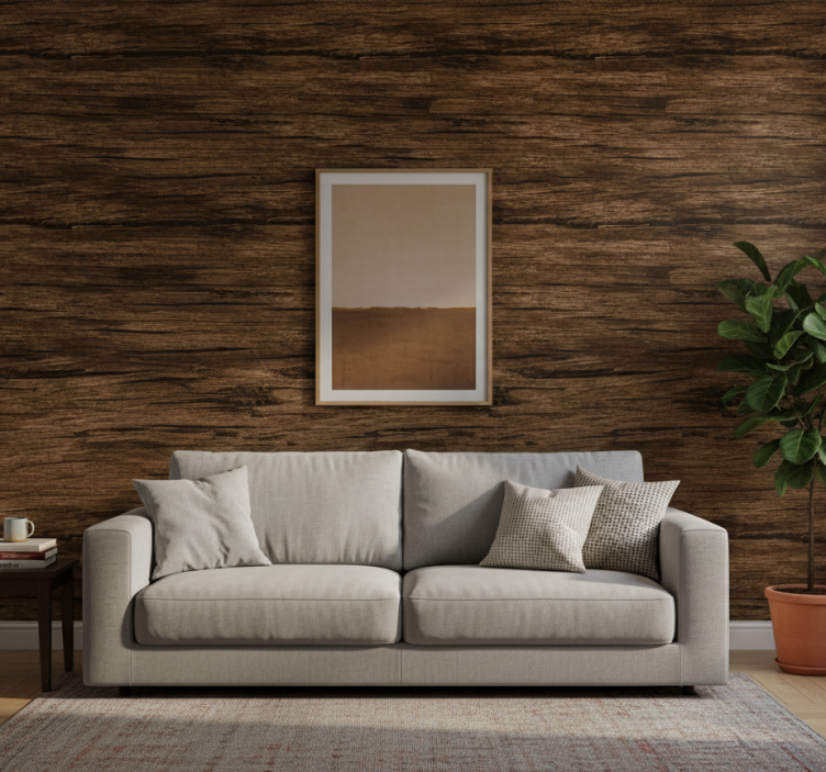 Papier peint rustique rayé marron foncé - TenStickers