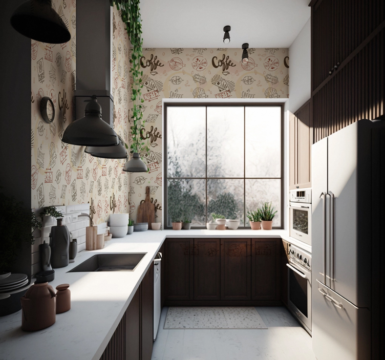 Papier peint cuisine icônes de café - TenStickers