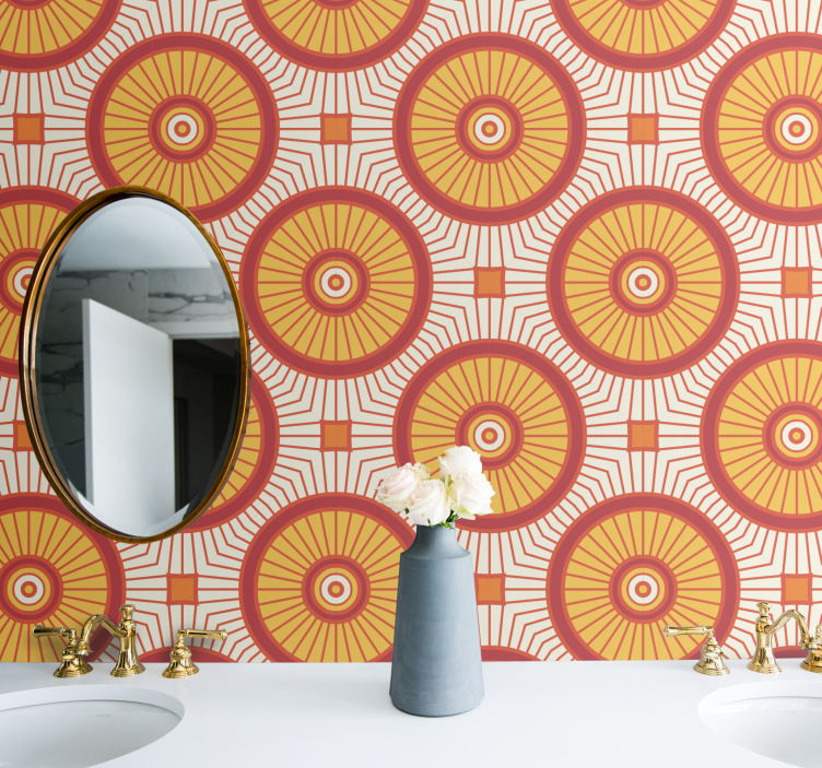 Papier peint salle de bain motif rétro sunburst - TenStickers