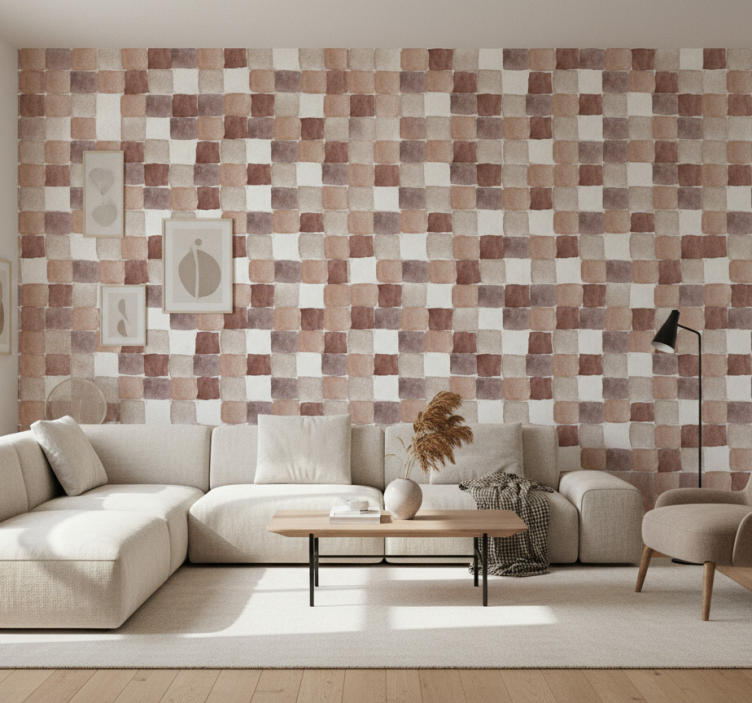 Papier peint salon aquarelle tons terre - TenStickers