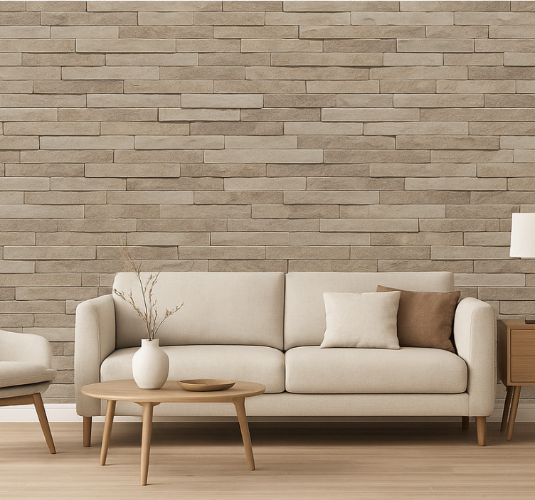 Papier peint salon aspect pierre texturée - TenStickers