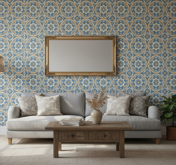 Papier peint salon azulejo style mat - TenStickers