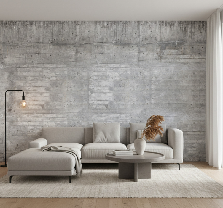 Papier peint salon béton brut industriel - TenStickers