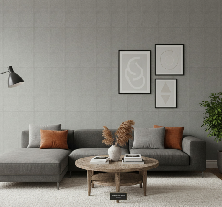Papier peint salon béton gris moderne - TenStickers