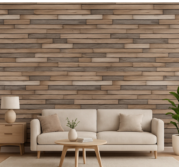 Papier peint salon bois 3d rustique - TenStickers