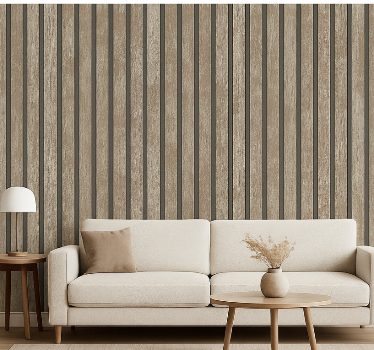 Papier peint salon bois rustique - TenStickers