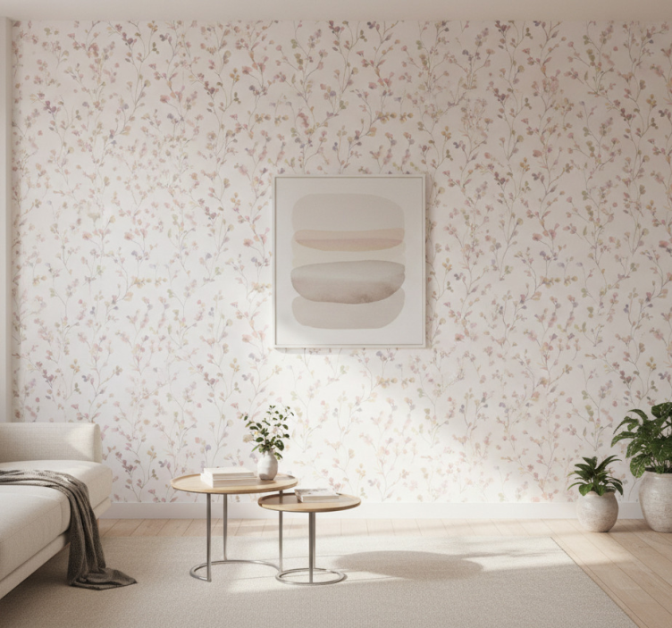 Papier peint salon brin de prairie aquarelle - TenStickers