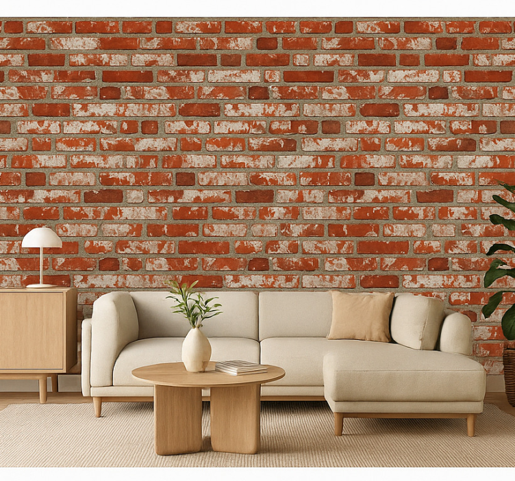Papier peint salon brique 3d - TenStickers