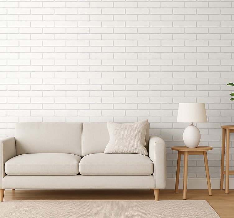 Papier peint salon brique blanche simple - TenStickers