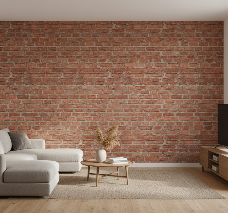 Papier peint salon brique rouge classique - TenStickers