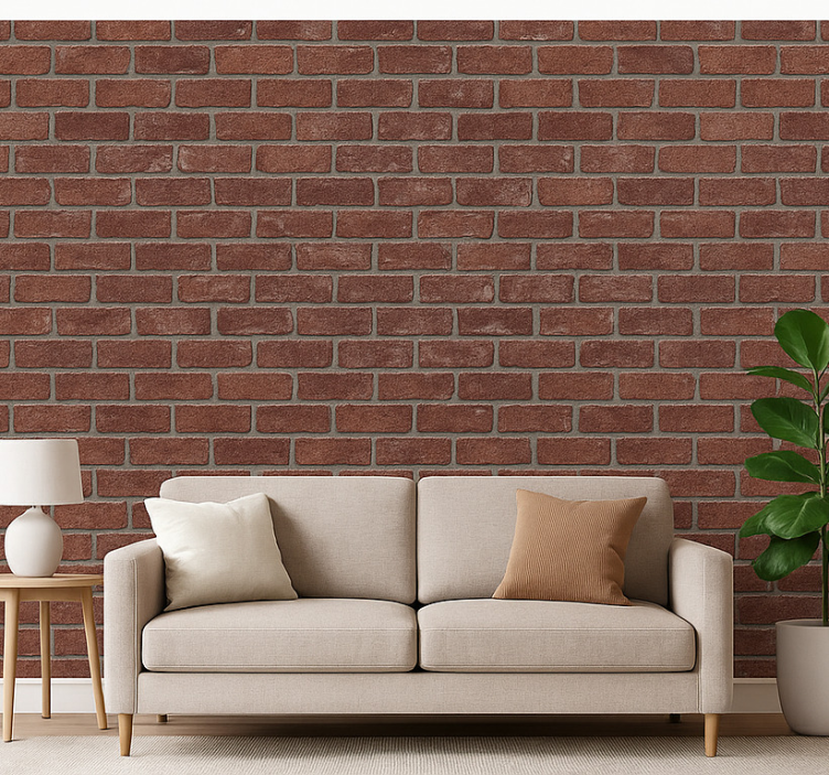 Papier peint salon brique rouge industrielle - TenStickers
