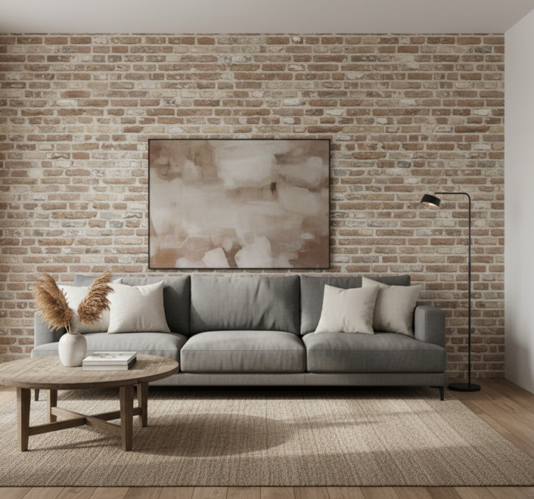 Papier peint salon brique rustique récupérée - TenStickers